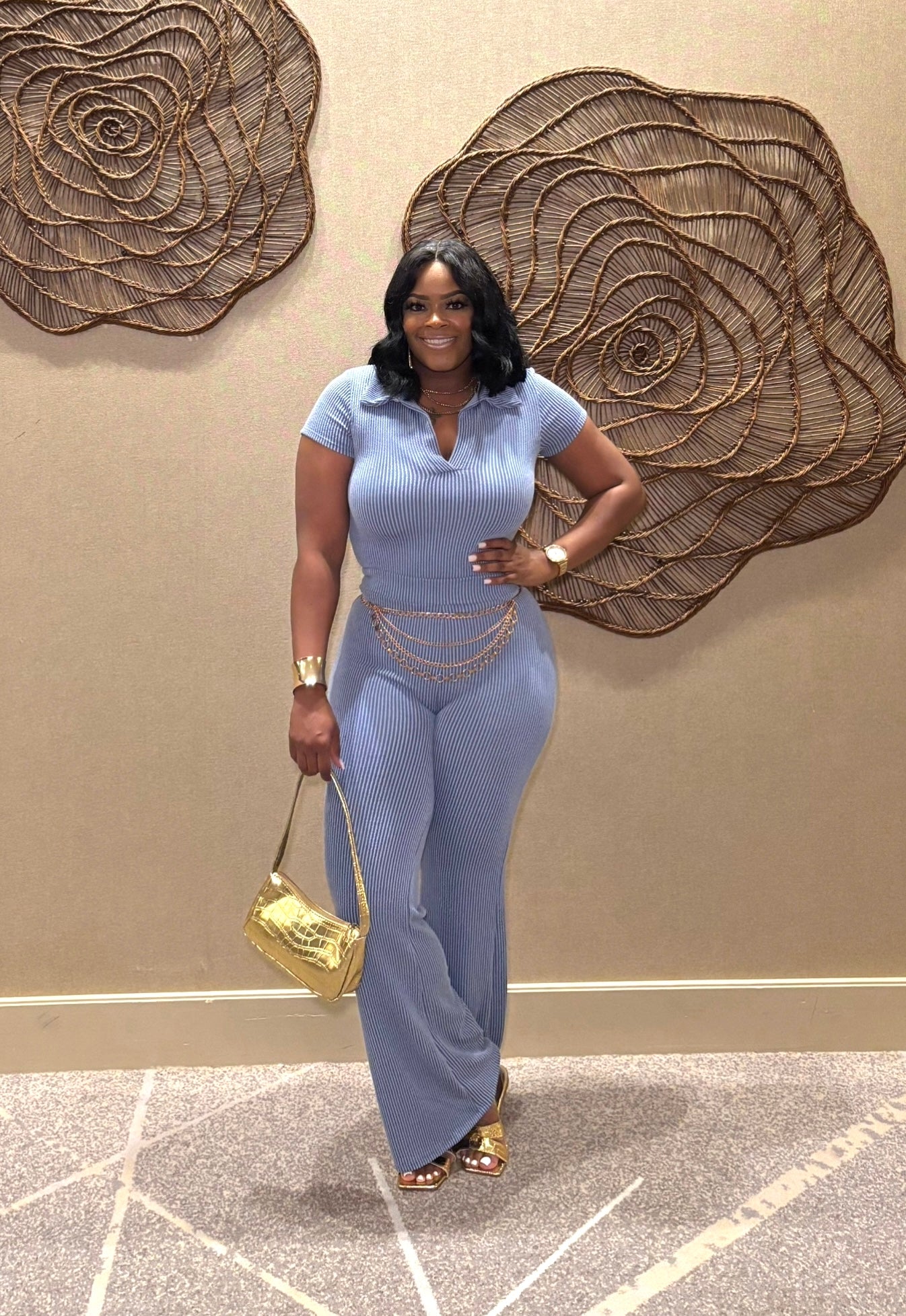 Perfect Timing Pants Set (Denim Blue)
