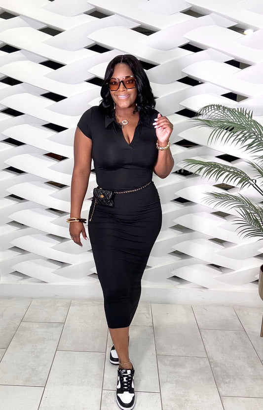 Keeping It Kool Midi Dress (Black)