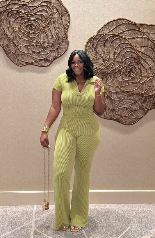 Perfect Timing Pants Set (Moss Green)